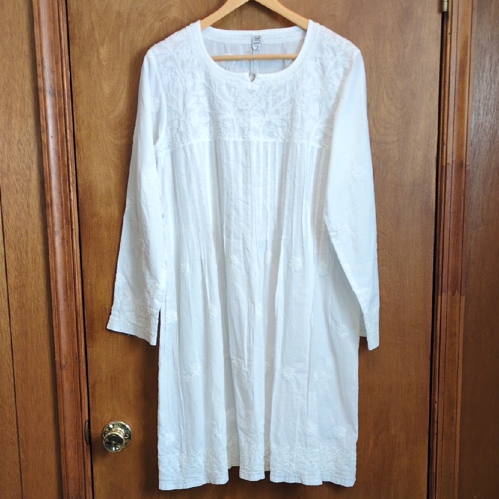 Sudha Pennathur White Embroidered Swim Coverup